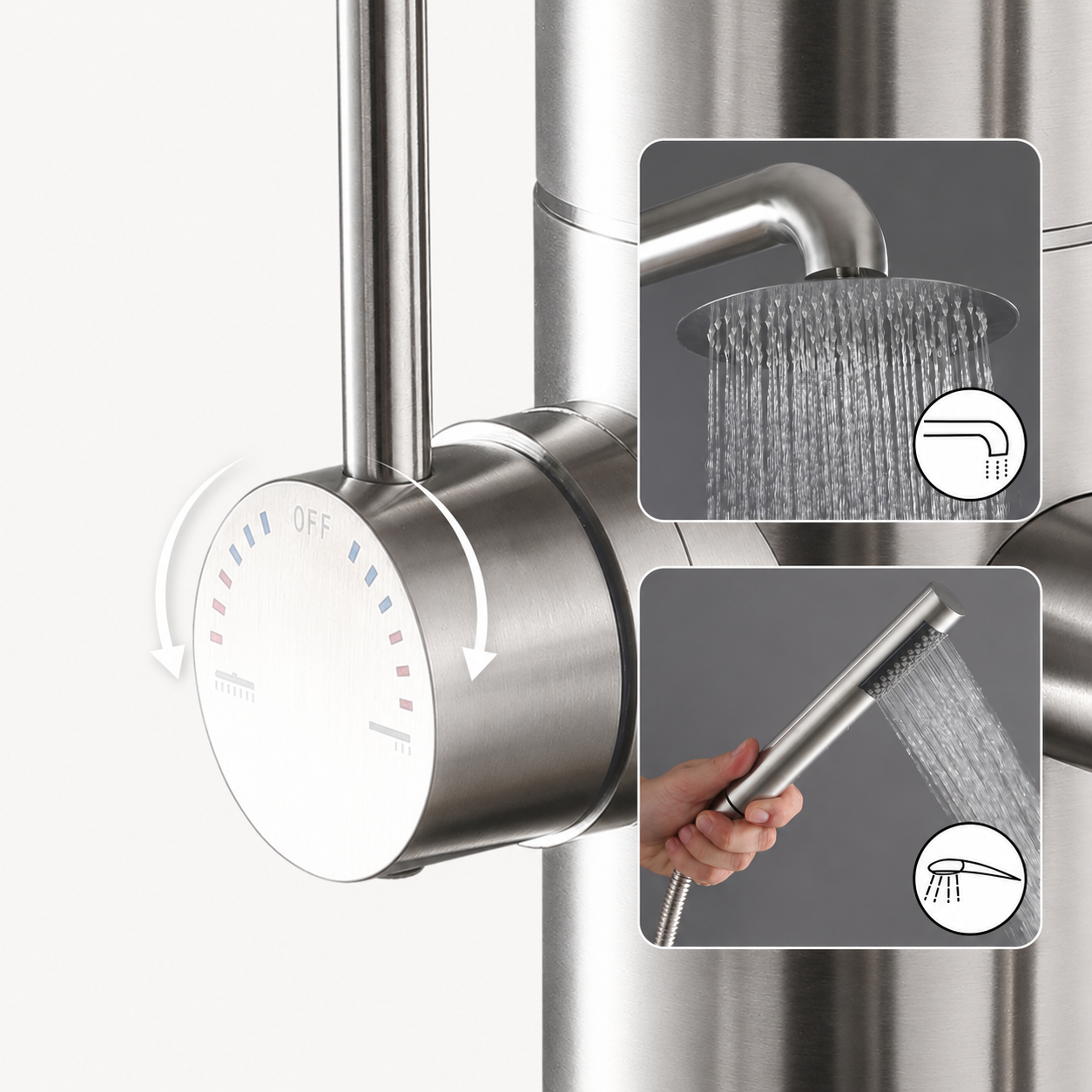 Arden Outdoor Shower · Brushed Silver