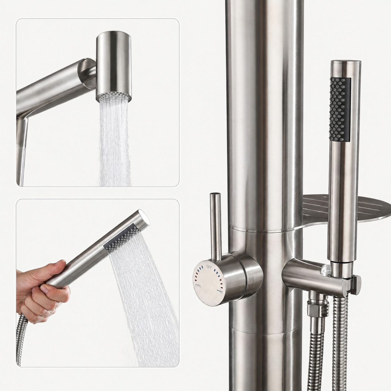 Noelle Outdoor Shower · Brushed Silver