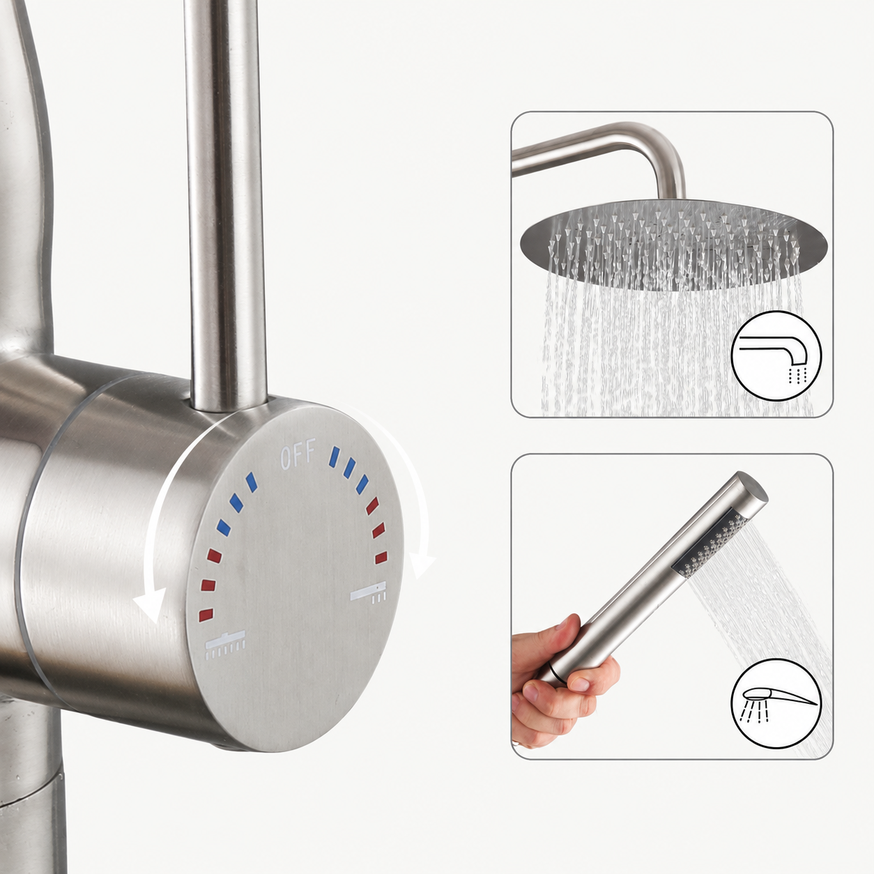 Rowan Outdoor Shower · Brushed Silver