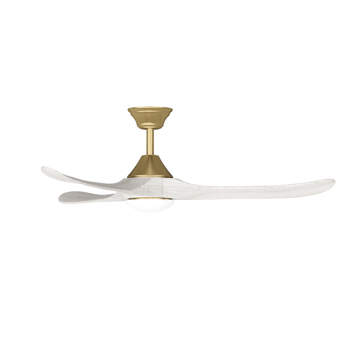 Sylvie 48" Solid Wood Ceiling Fan with Light · Whitewashed & Brass