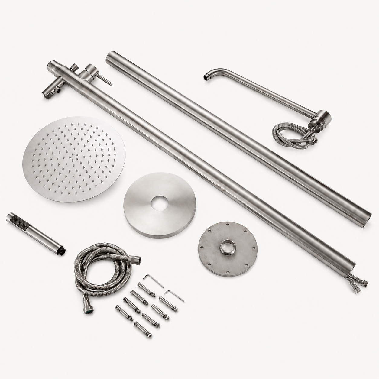 Atlas Outdoor Shower · Brushed Silver