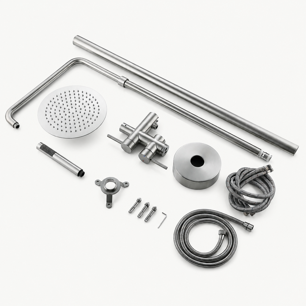 Nora Outdoor Shower · Brushed Silver