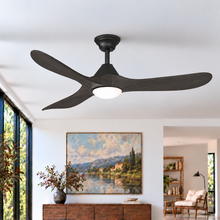 Sylvie 48" Solid Wood Ceiling Fan with Light · Weathered Gray & Matte Black