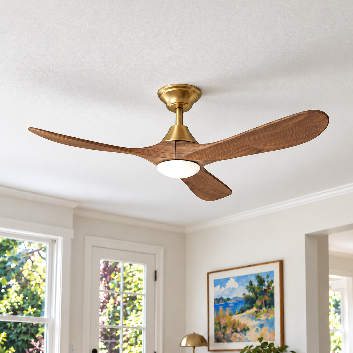 Sylvie 48" Solid Wood Ceiling Fan with Light · Charcoal & Matte Black