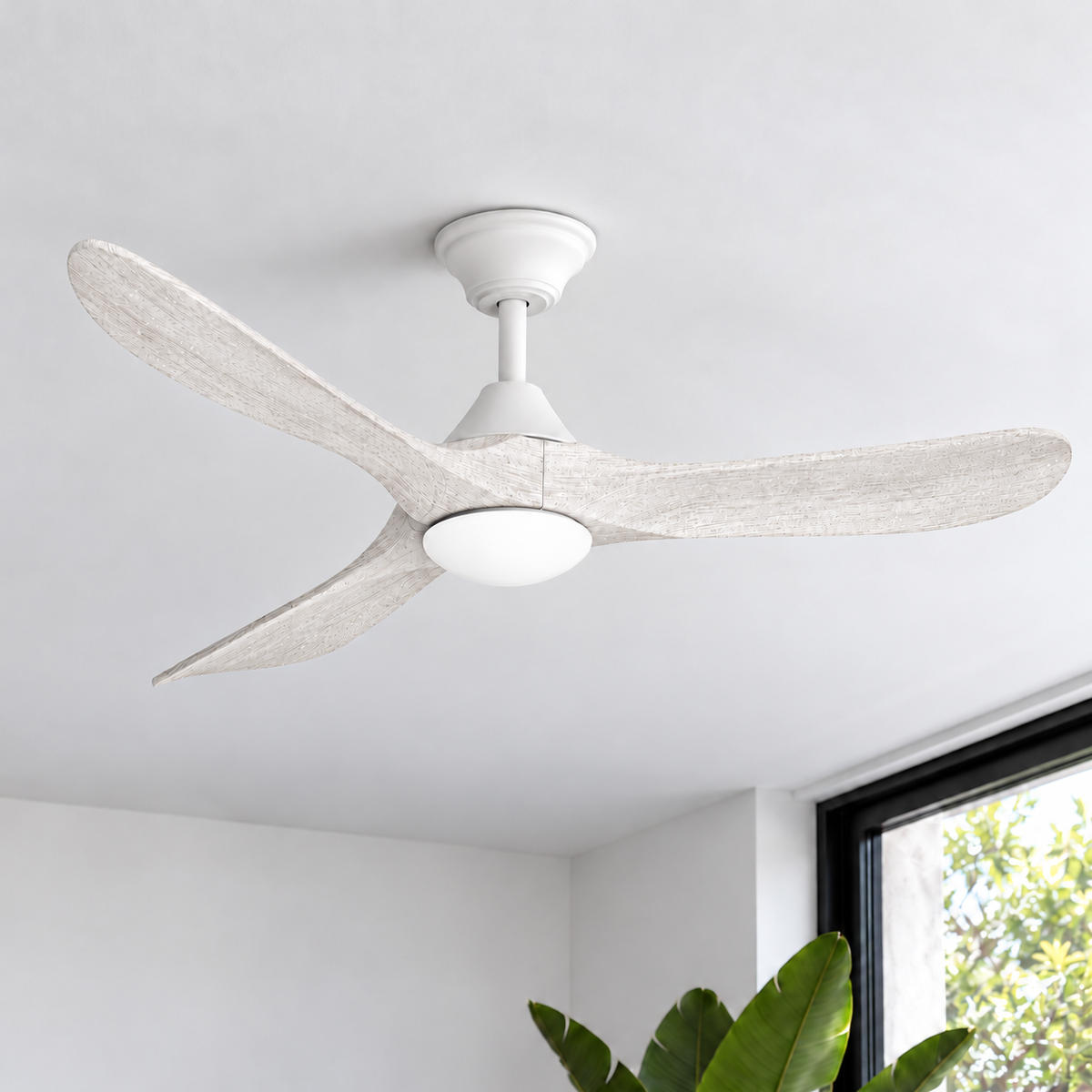 Sylvie 48" Solid Wood Ceiling Fan with Light · Charcoal & Matte Black