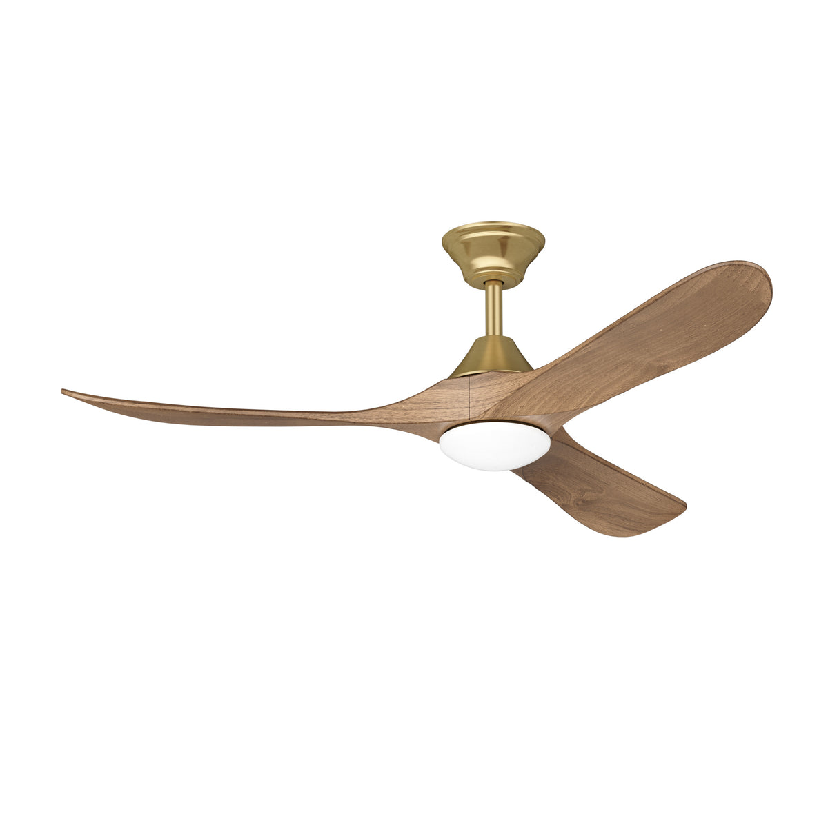 Sylvie 48" Solid Wood Ceiling Fan with Light · Natural Wood & Brass