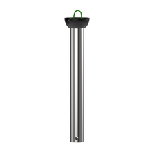 Brushed metal ceiling fan downrod with black mounting cap, modern accessory