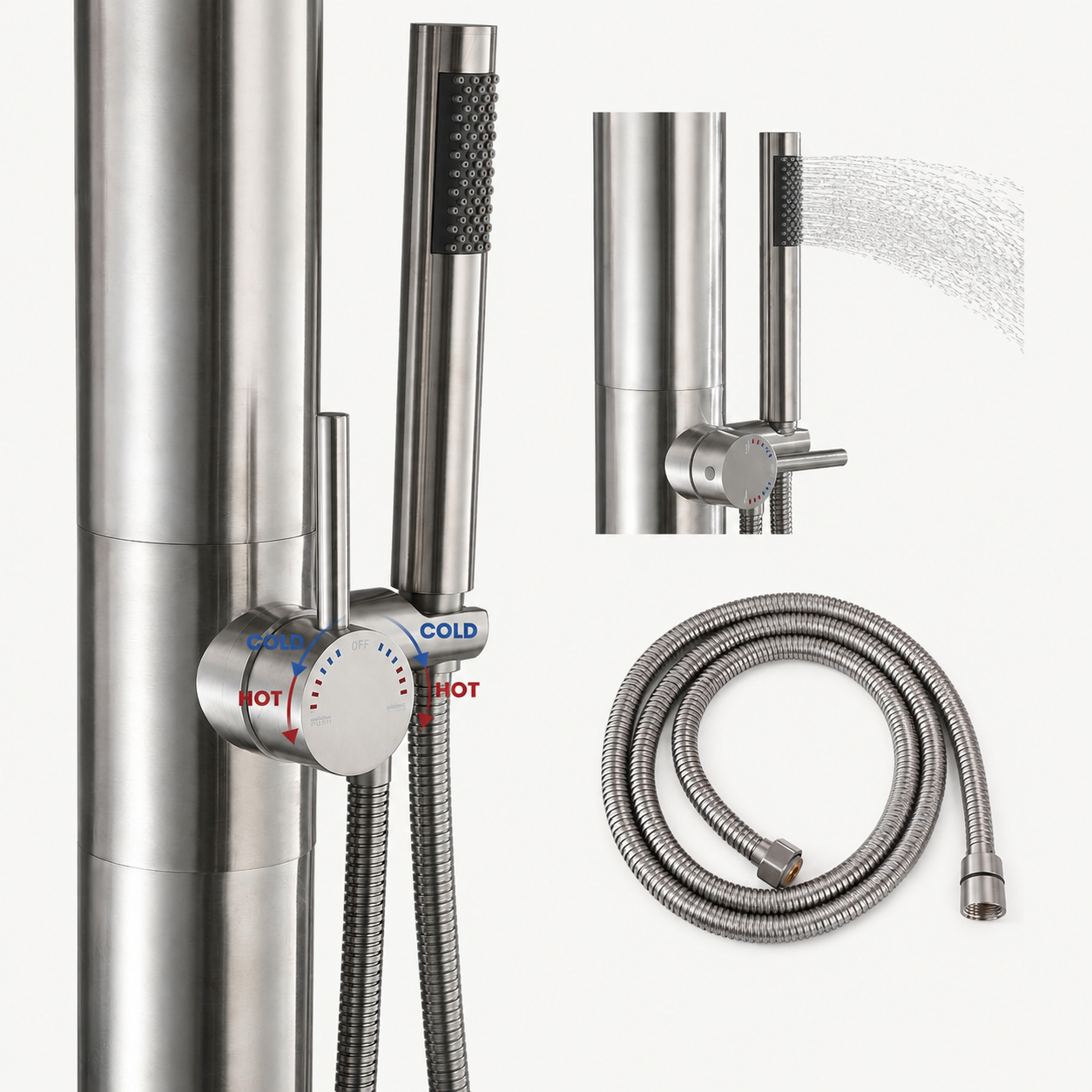 Maeve Outdoor Shower · Brushed Silver
