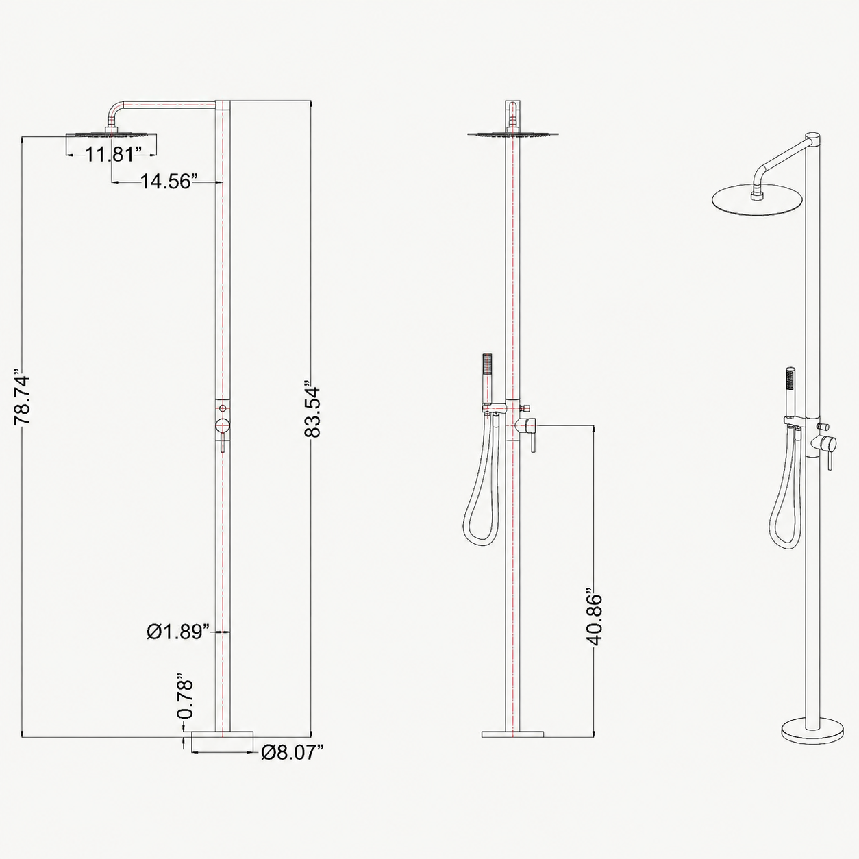 Lena Outdoor Shower · Brushed Gold