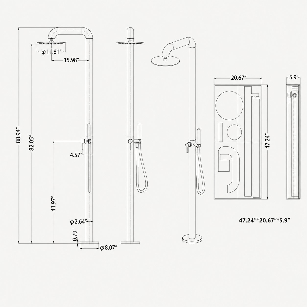 Aurelia Outdoor Shower · Matte Black
