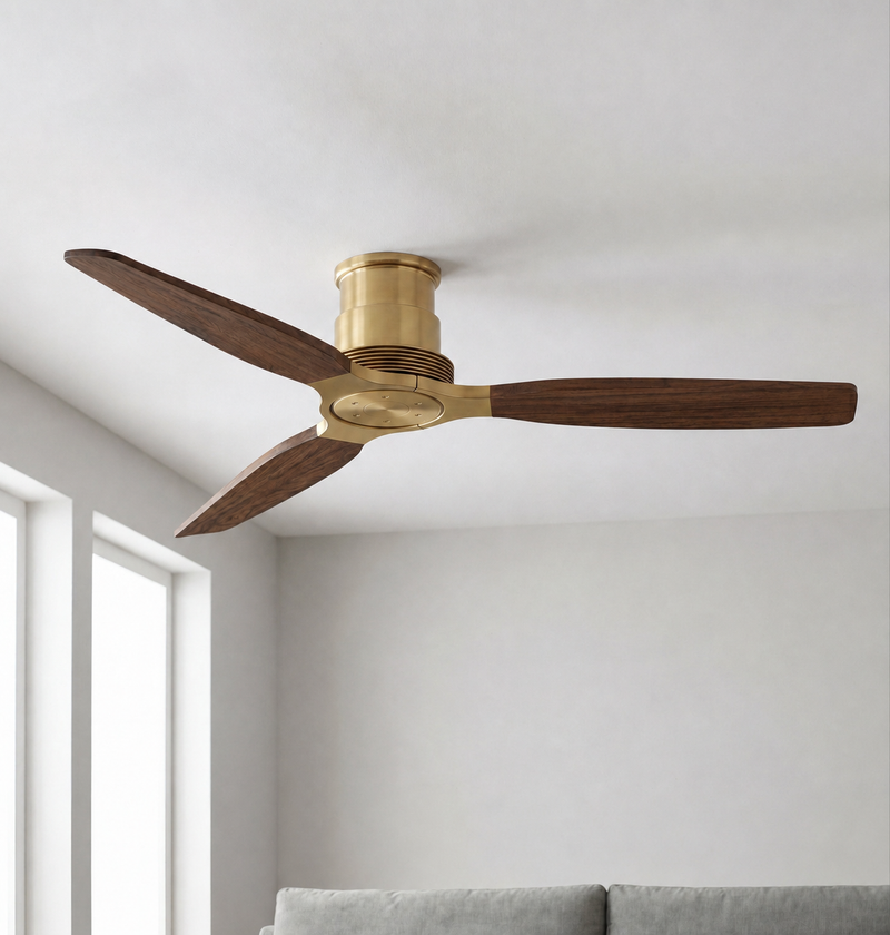 Louise Flush Ceiling Fan 56" · Solid Wood Blades · No Light