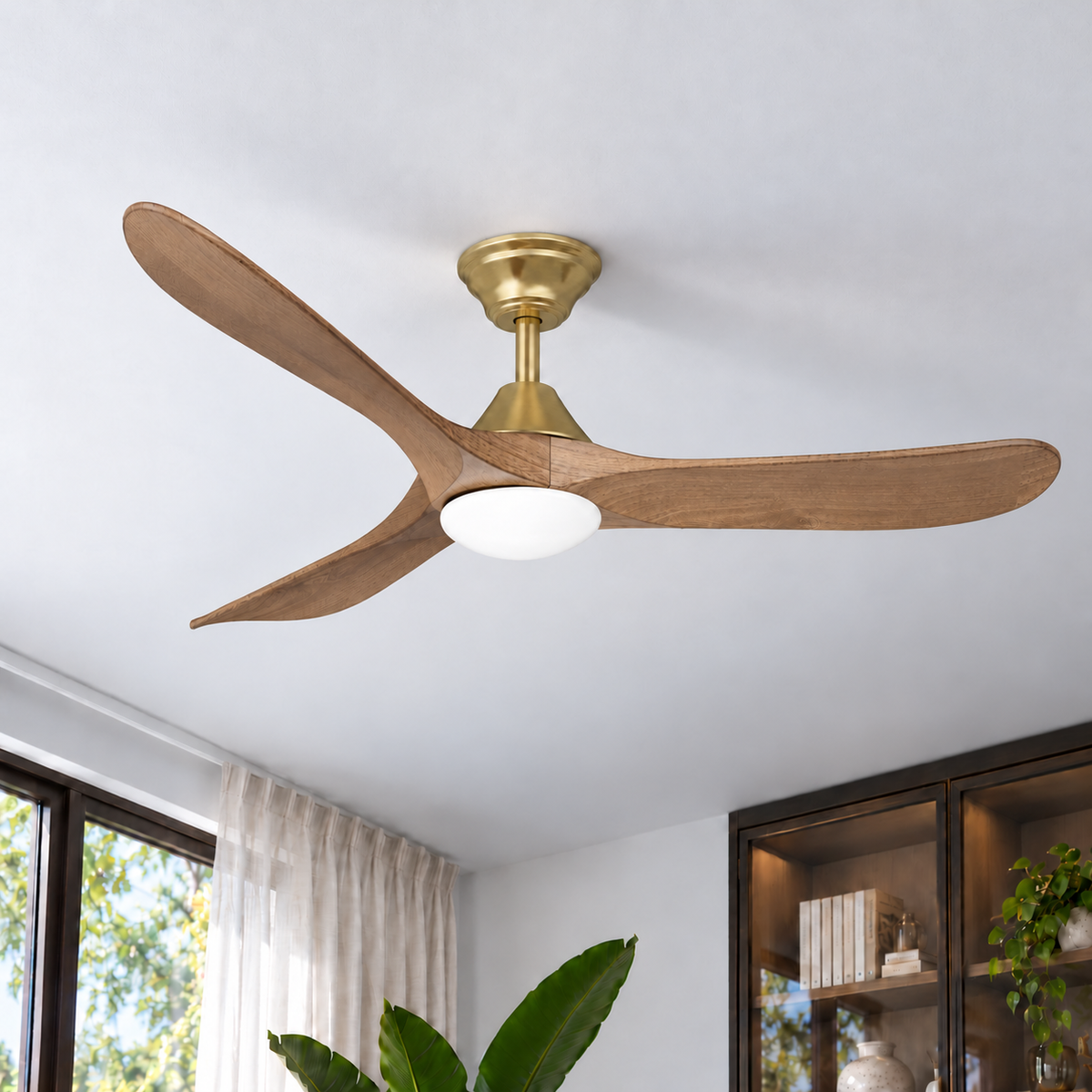 Sylvie 48" Solid Wood Ceiling Fan with Light · Charcoal & Matte Black
