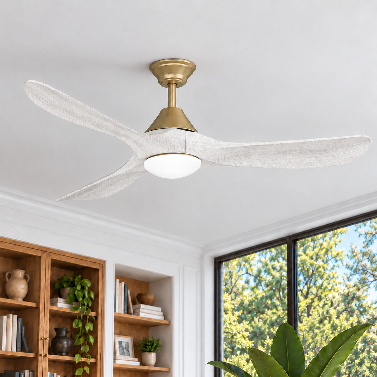 Sylvie 48" Solid Wood Ceiling Fan with Light · Charcoal & Matte Black