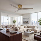 Anemos Wooden-Blade Flush Mount Fan 54" - Brass