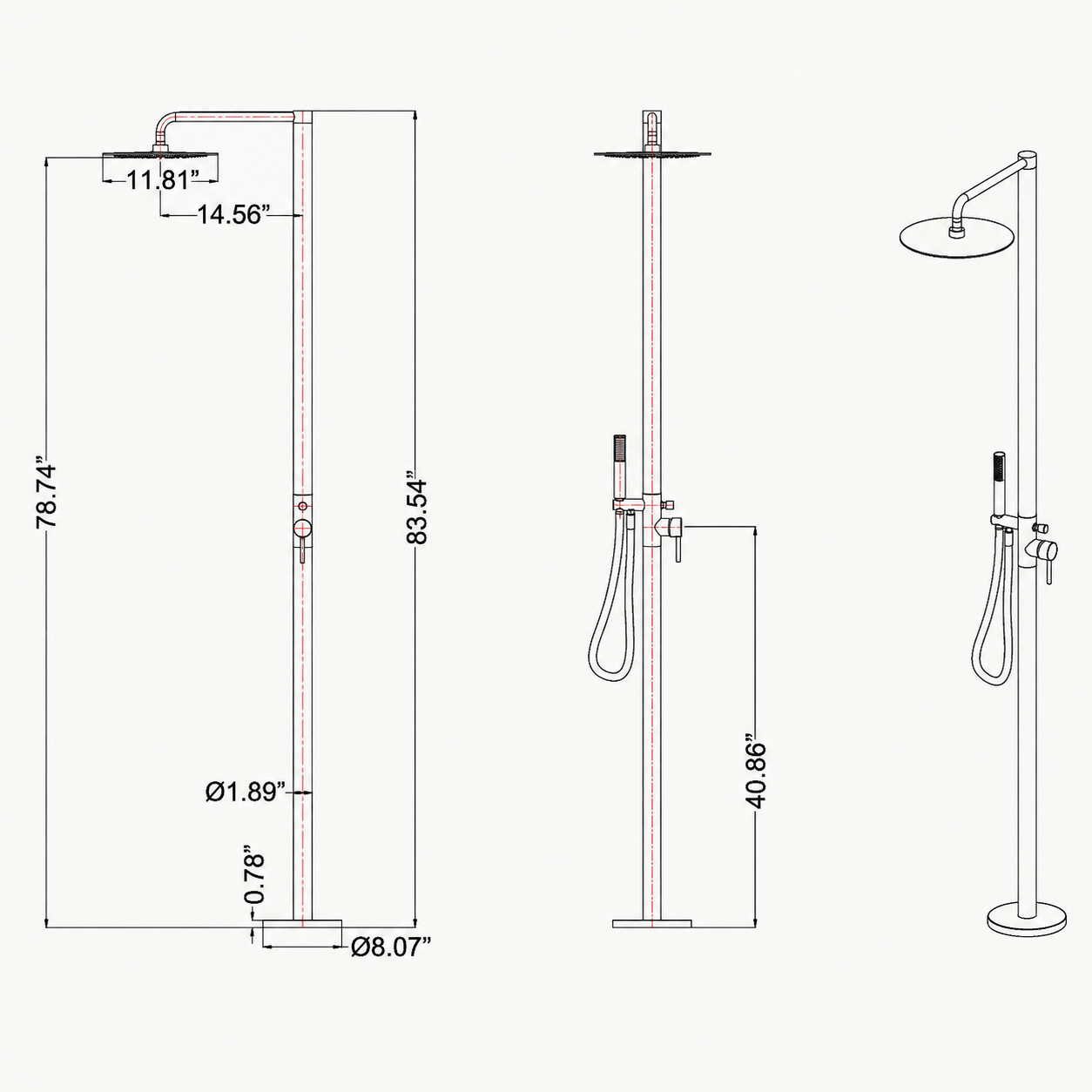 Vera Outdoor Shower · Brushed Silver