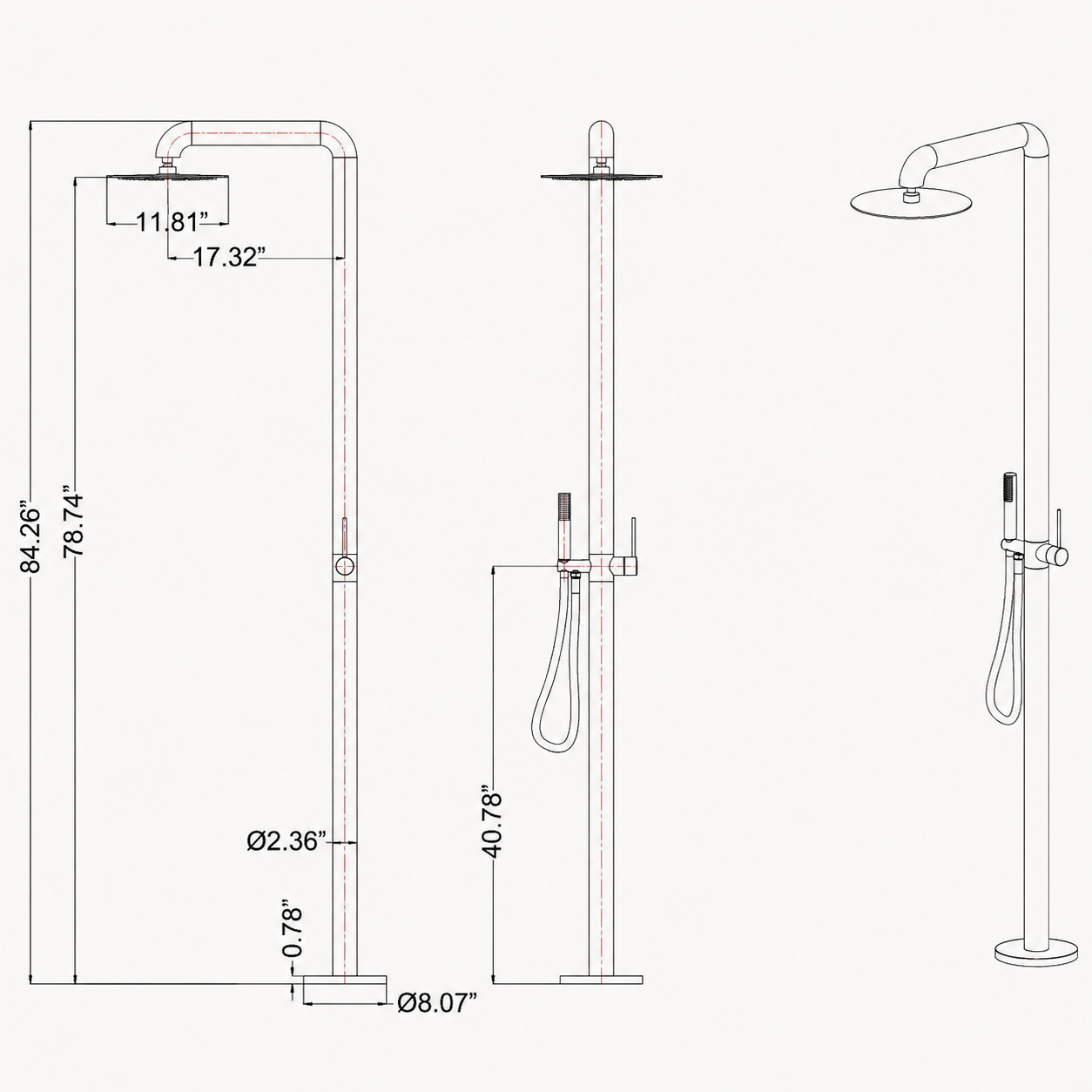 Soren Outdoor Shower · Brushed Silver