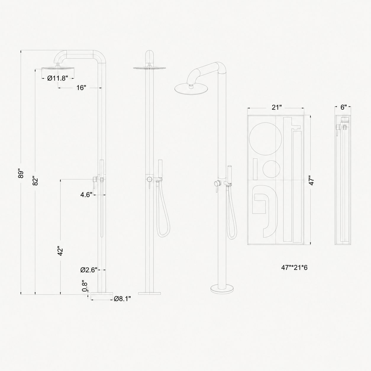 Arden Outdoor Shower · Brushed Silver