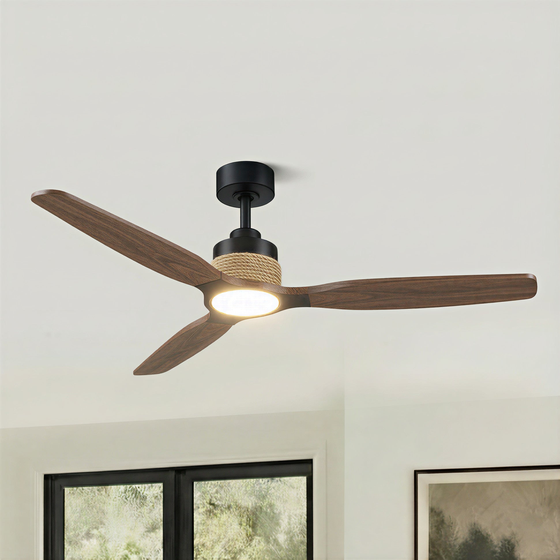 Louise Matte Black Fan 56" · Solid Wood Blades
