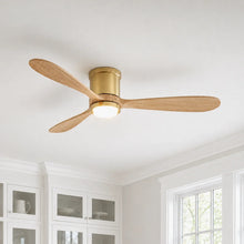 Mayna Flush Ceiling Fan 52" · Natural Solid Wood Blades