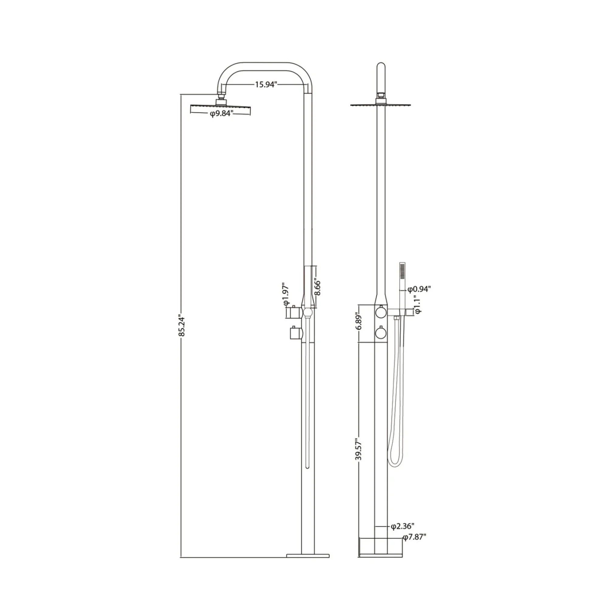 Coast Freestanding Outdoor Shower -Matte Black