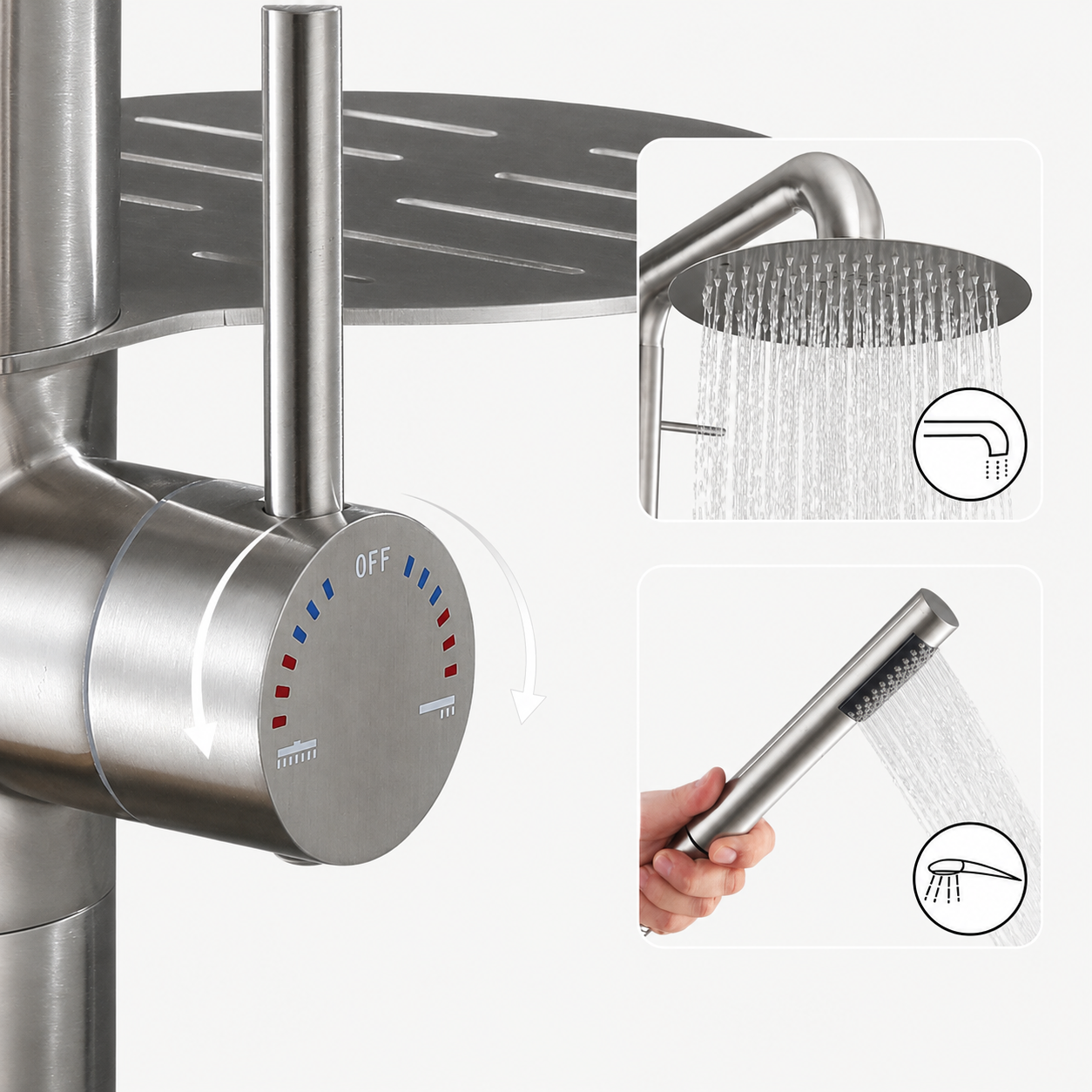 Soren Outdoor Shower · Brushed Silver