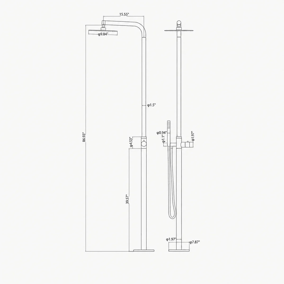 Britt Outdoor Shower · Brushed Silver