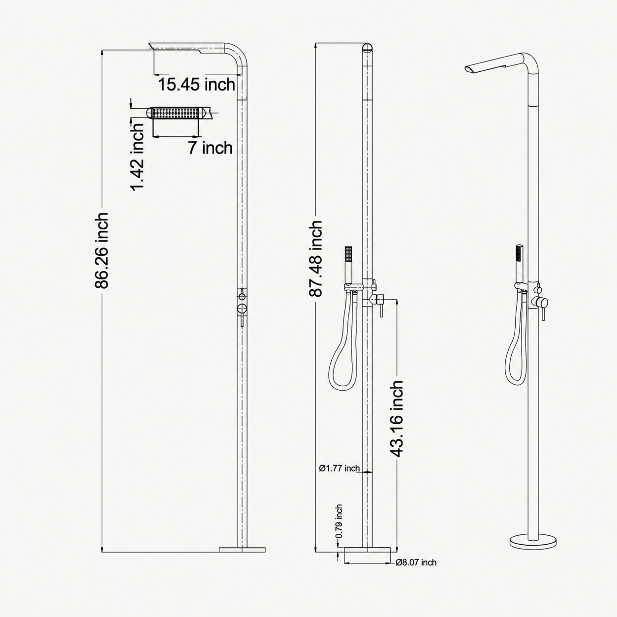 Avery Outdoor Shower · Brushed Silver