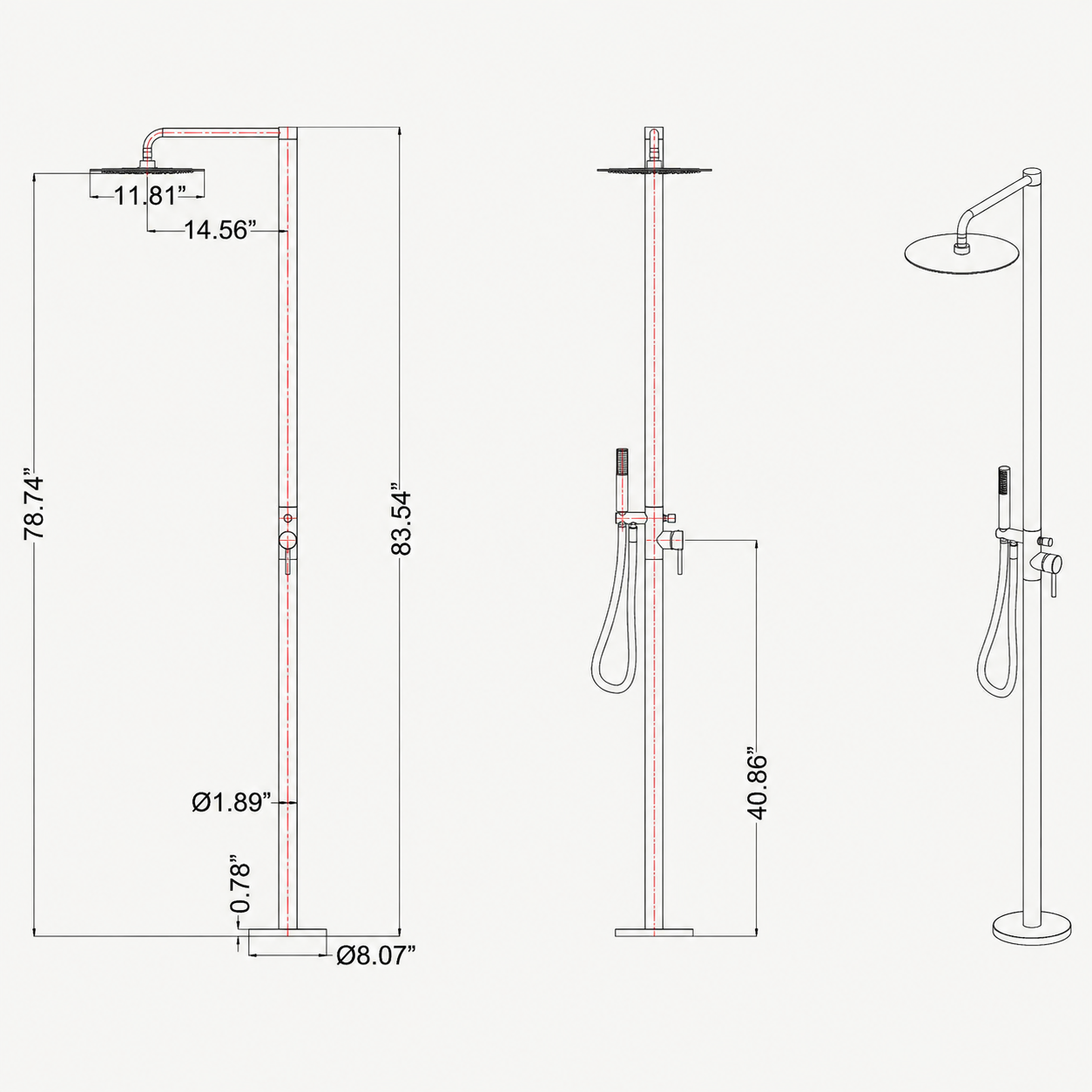 Nolan Outdoor Shower · Brushed Gold