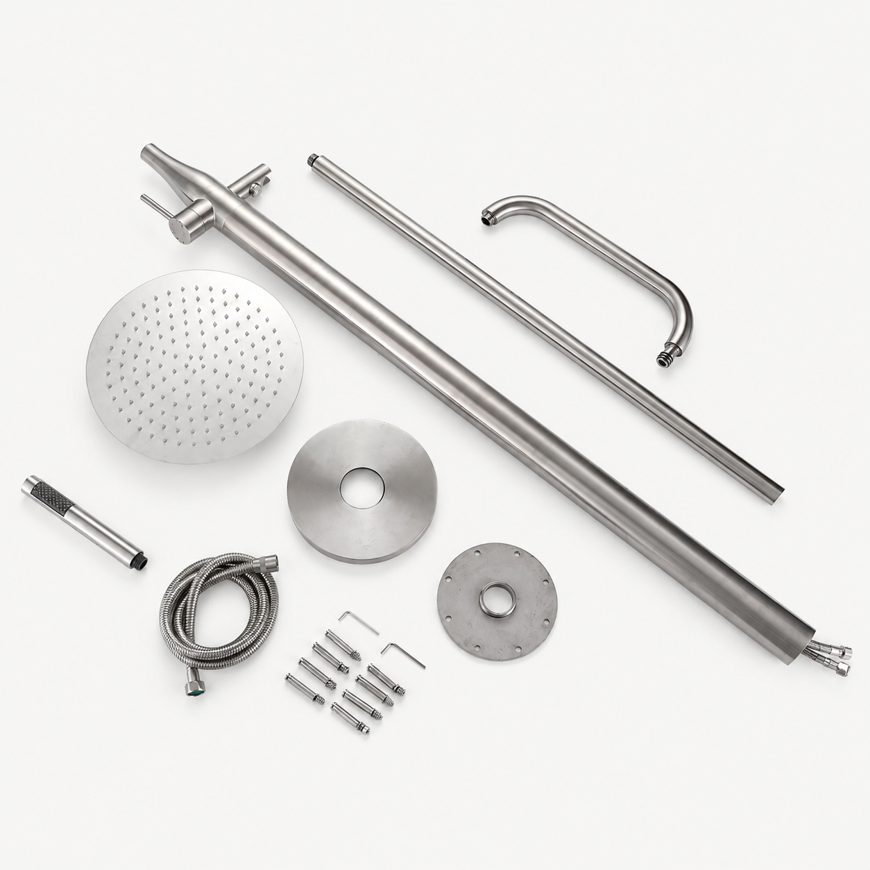 Cora Outdoor Shower · Brushed Silver