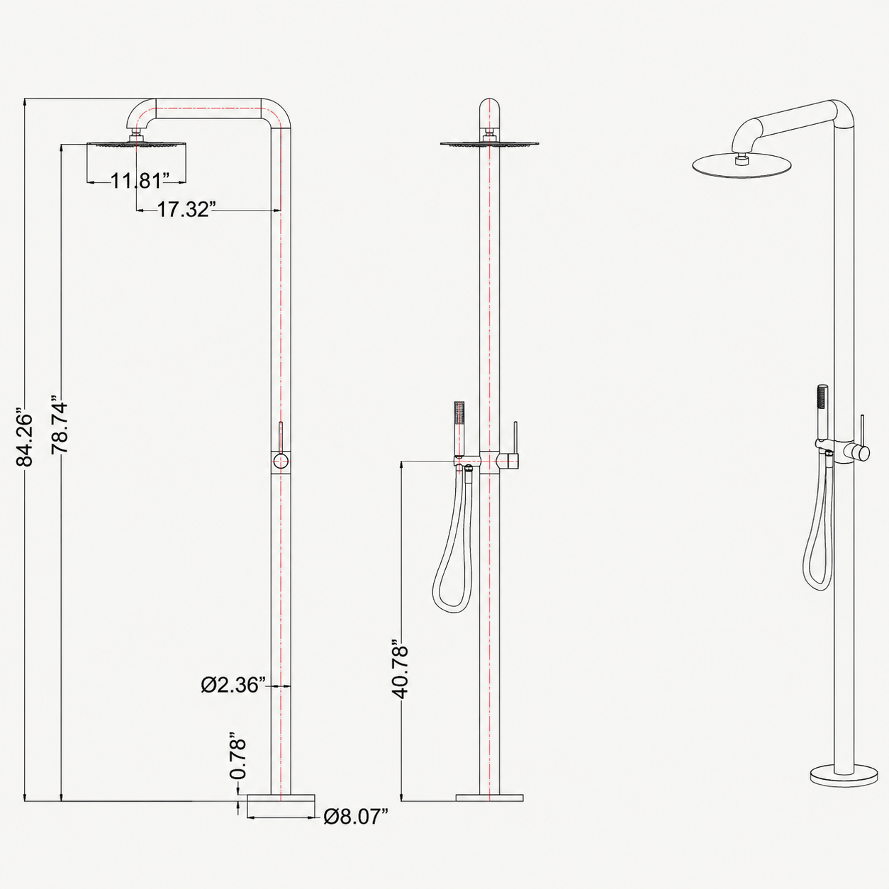 Liora Outdoor Shower · Matte Black
