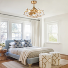 24 Inch Alexia Golden Crystal Ornament Fandelier with Remote Control - Perimost