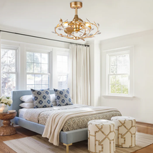 24 Inch Alexia Golden Crystal Ornament Fandelier with Remote Control - Perimost