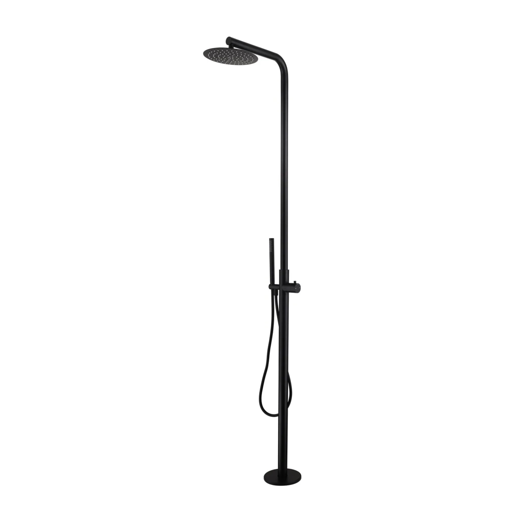 Curved Freestanding Outdoor Shower - Matte Black