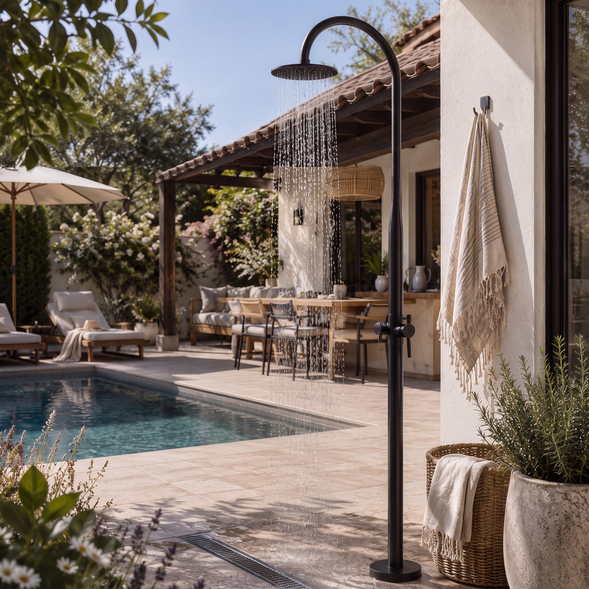 Dahlia Outdoor Shower · Matte Black