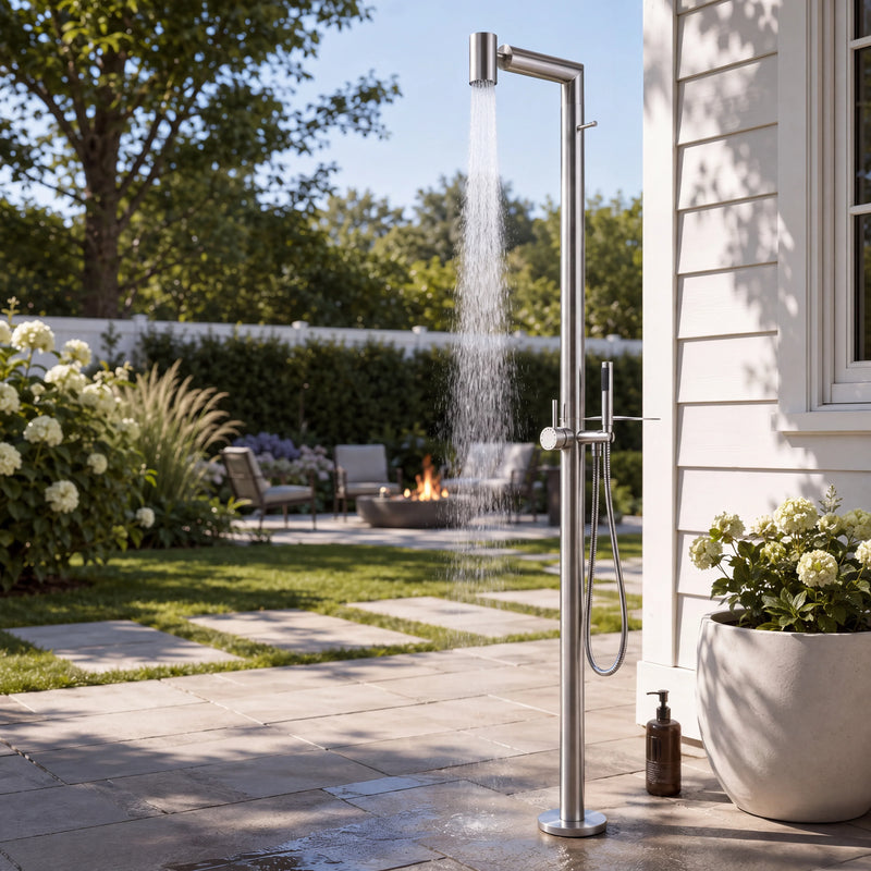 Noelle Outdoor Shower · Brushed Silver