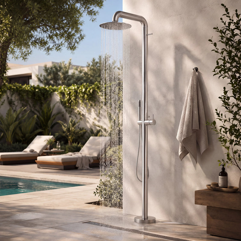 Soren Outdoor Shower · Brushed Silver