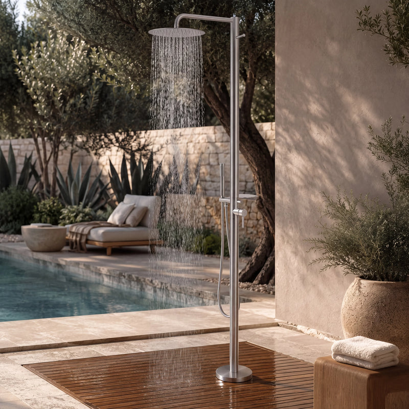 Vera Outdoor Shower · Brushed Silver