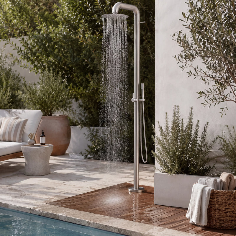 Arden Outdoor Shower · Brushed Silver