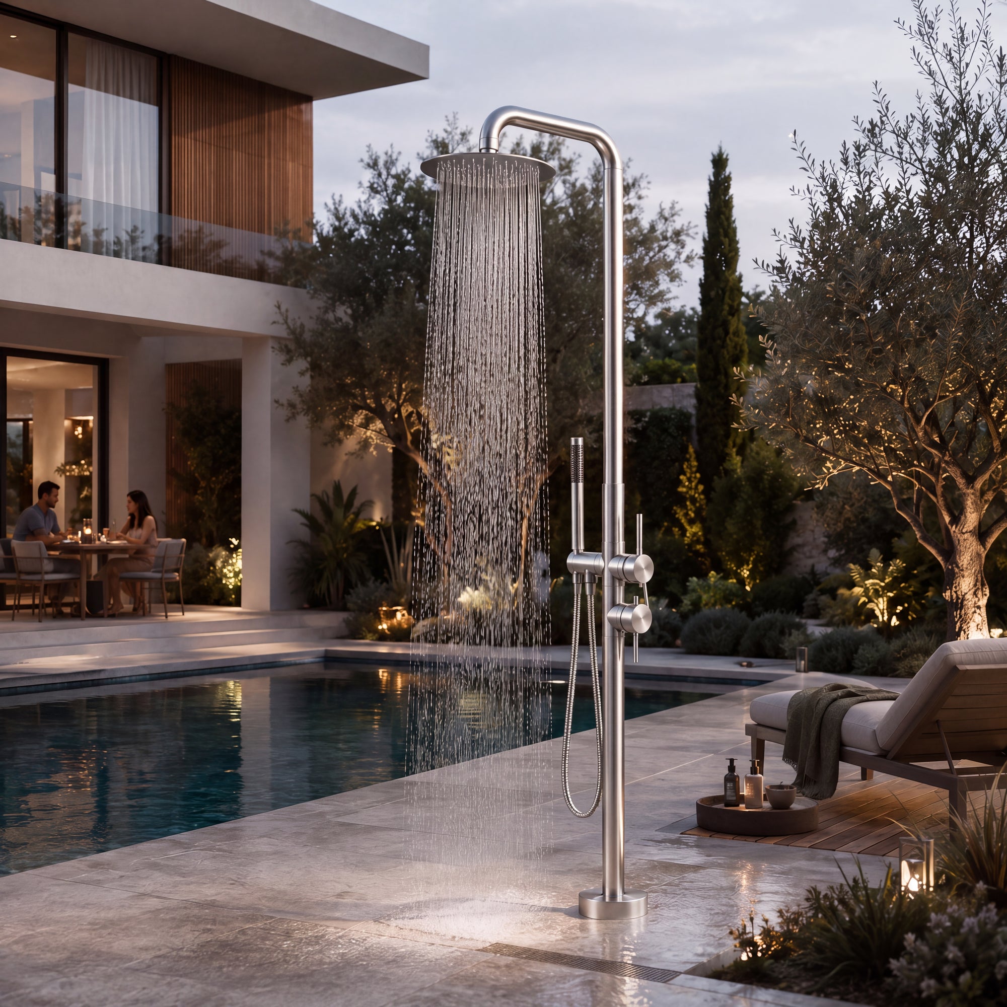 Ayla Outdoor Shower · Brushed Silver