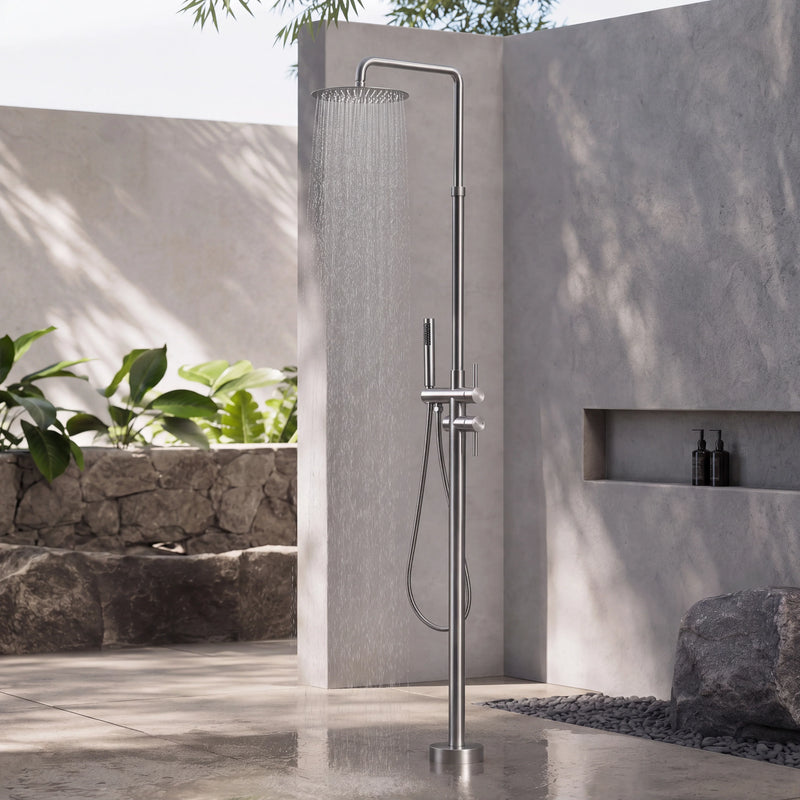 Nora Outdoor Shower · Brushed Silver