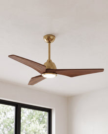 Elowen 52" Ceiling Fan with Light · Warm Walnut Solid Wood Blades