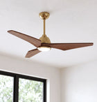 Elowen 52" Ceiling Fan with Light · Warm Walnut Solid Wood Blades