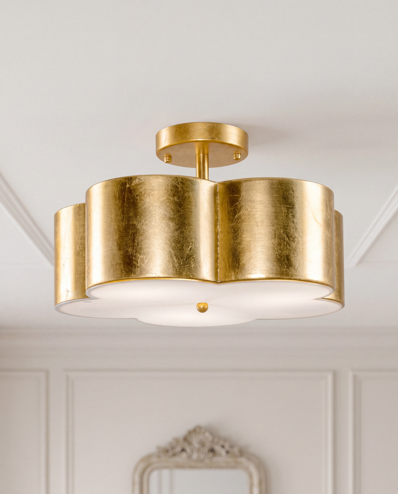 Golden Semi-Flush Ceiling Light