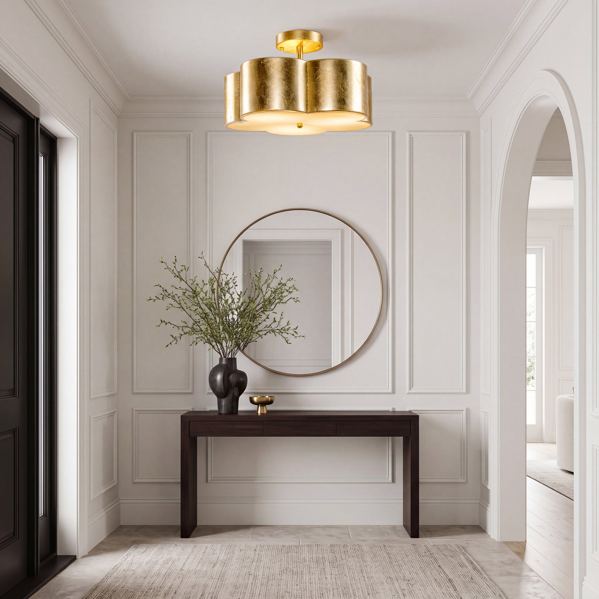 Golden Semi-Flush Ceiling Light