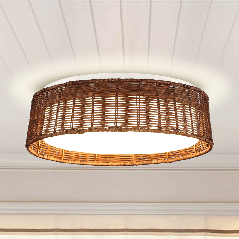 Rattan Weave Flush Mount 17"
