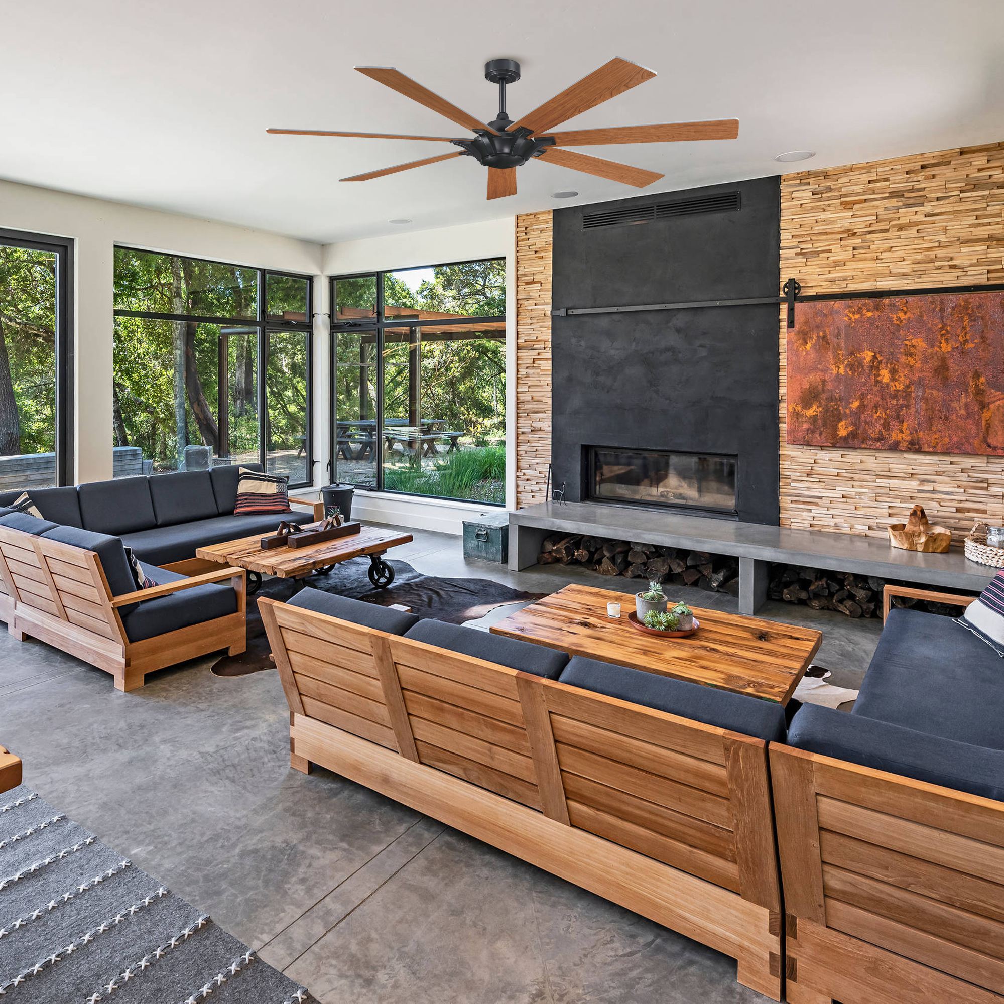 Farmhouse Nickel Ceiling Fan 72"