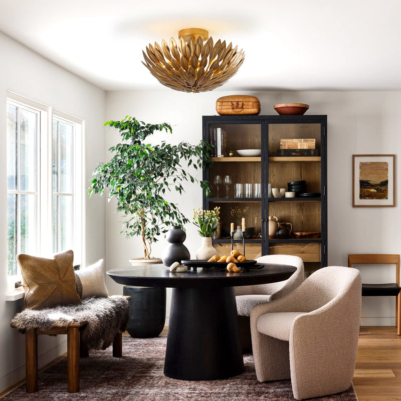 Golden Semi-Flush Ceiling Light 16"