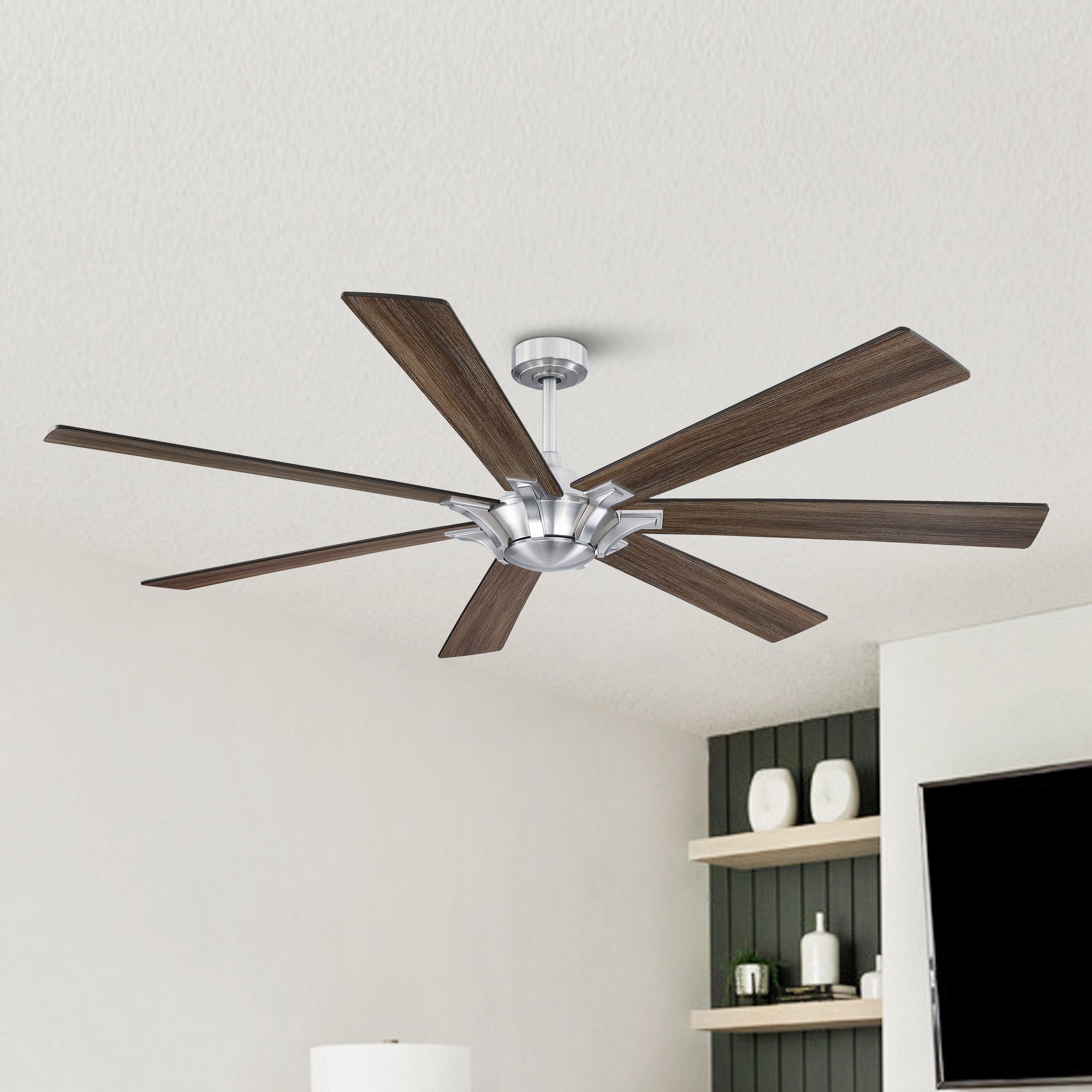 Farmhouse Nickel Ceiling Fan 72D