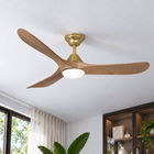 Sylvie 60" Solid Wood Ceiling Fan with Light · Natural Wood & Brass
