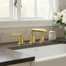 Linea Lever Handle Widespread Bathroom Faucet – Brushed Brass